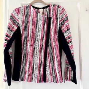 Chico’s Textured Sofia Moto Sweater Cardigan Chevron Knit In Chinese Red